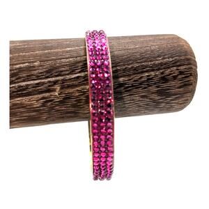 Vintage Signed Kate Spade New York Pink Crystal Gold Tone Bangle Bracelet